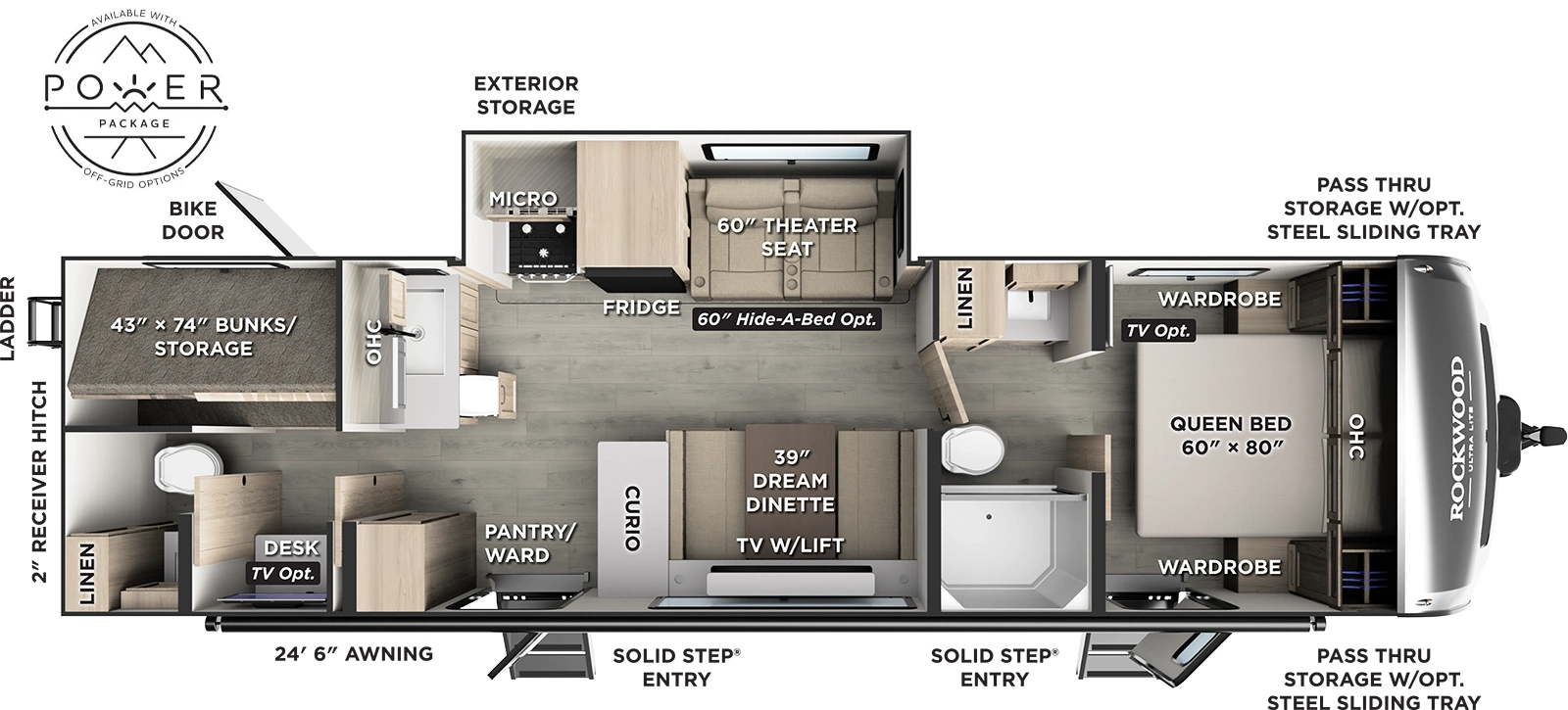 Rockwood Ultra Lite Travel Trailers 2918BH Floorplan